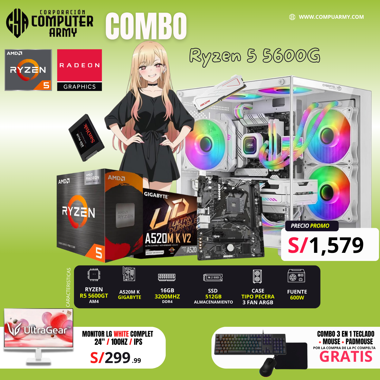 2 COMBO PC RYZEN 5 5600GT - Imagen 1