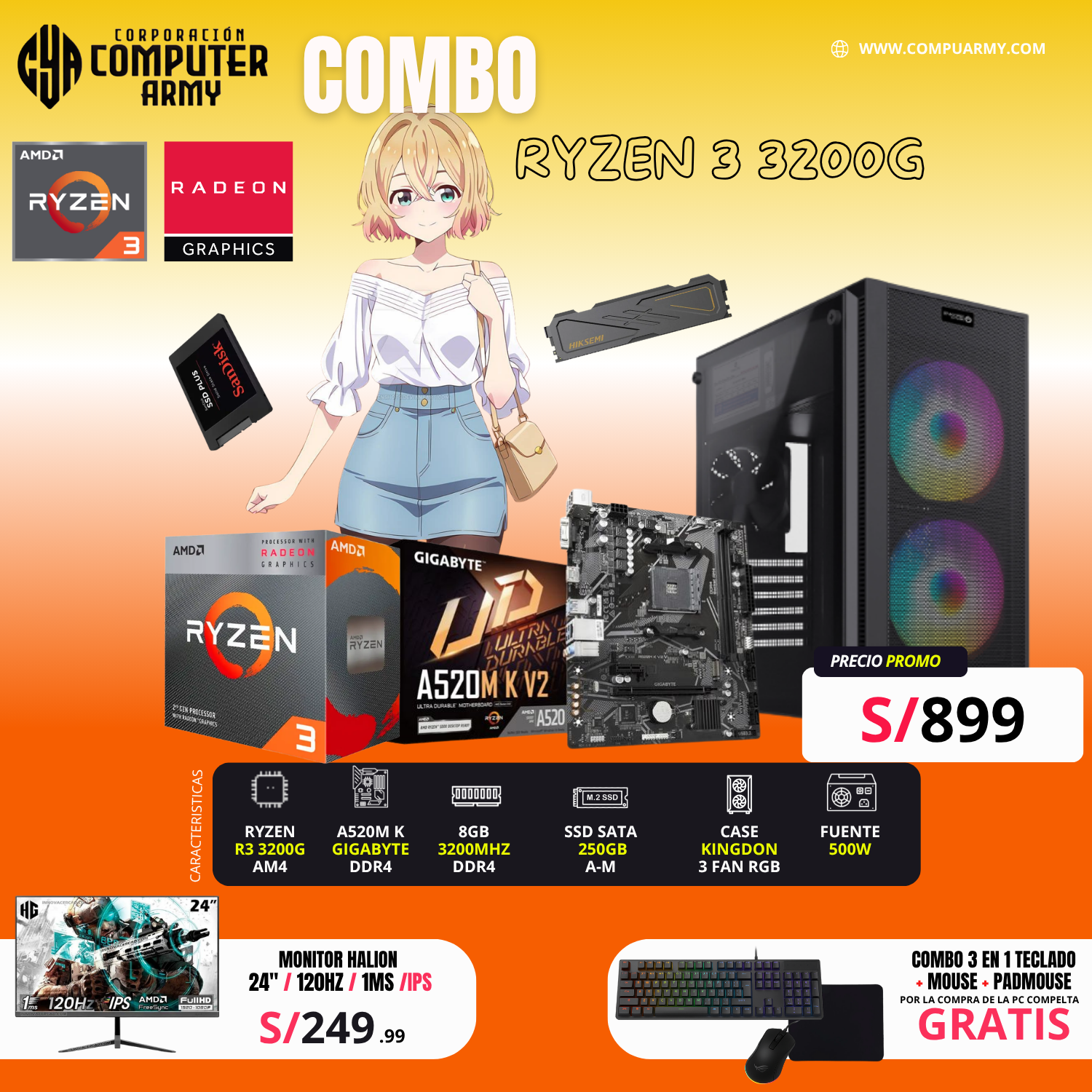 3 COMBO PC RYZEN 3 3200G - Imagen 1