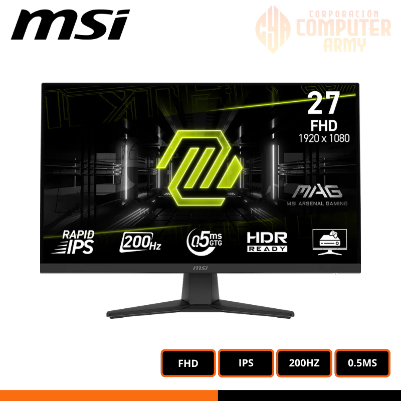 MONITOR MSI 27″ (MAG 272F) IPS FHD 200HZ 0.5MS - Imagen 1