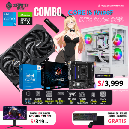 COMBO PC GAMER i5 14400F + RTX 5060 – DDR5 PRO