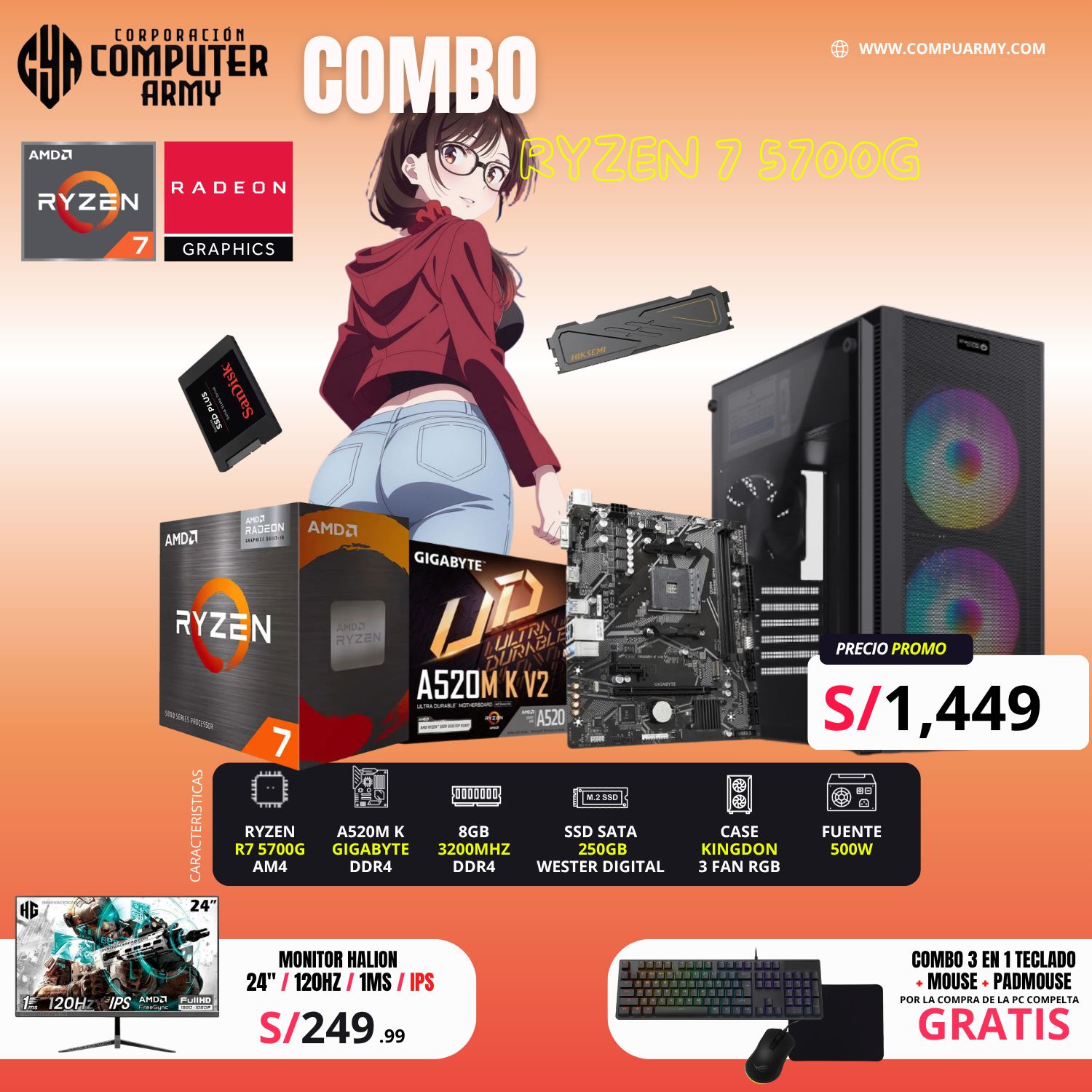 4 COMBO PC RYZEN 7 5700G - Imagen 1