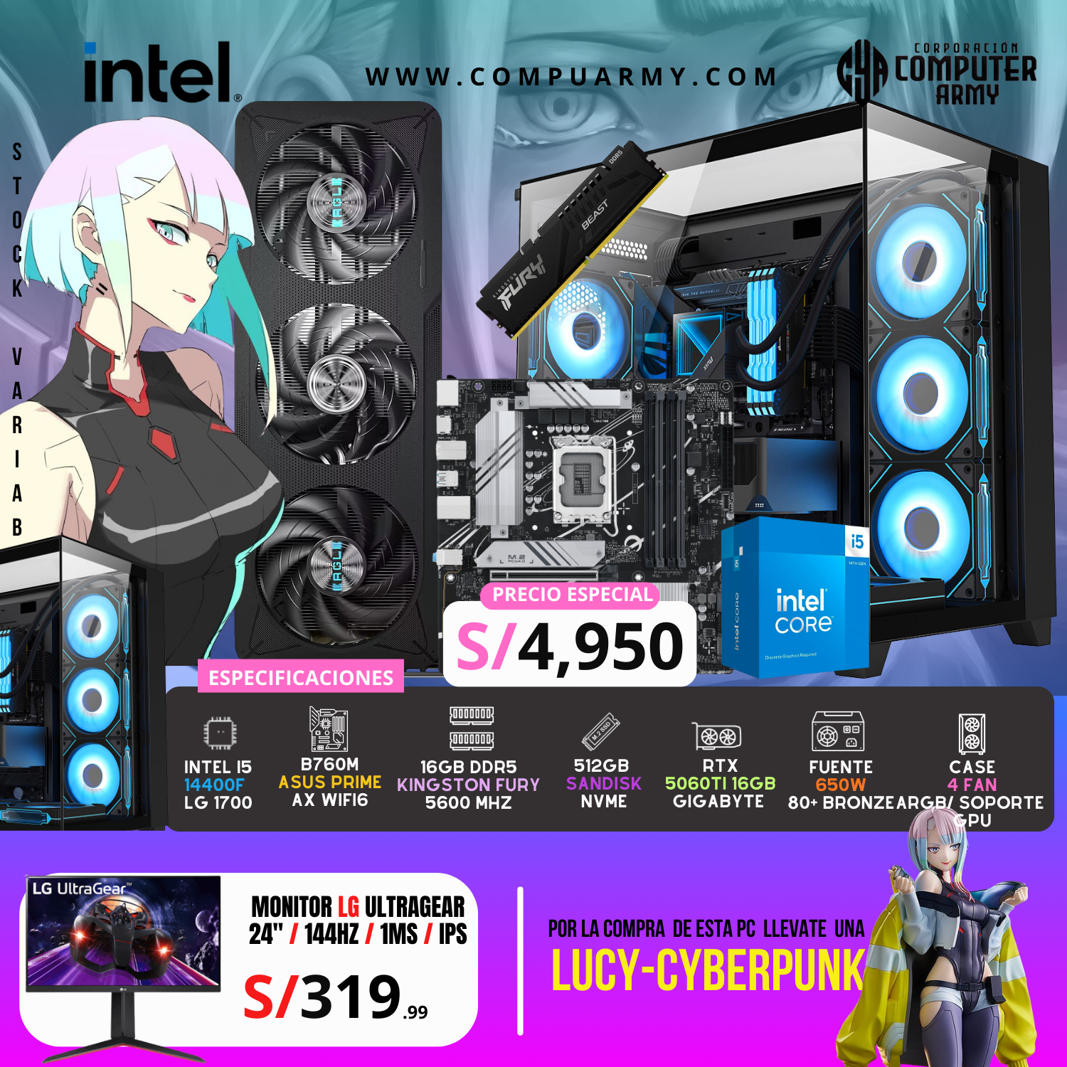 42_20260309_225950_0041 PC WAIFU LUCY - INTEL I5 12400F + RTX 5060TI 16GB - Imagen 1