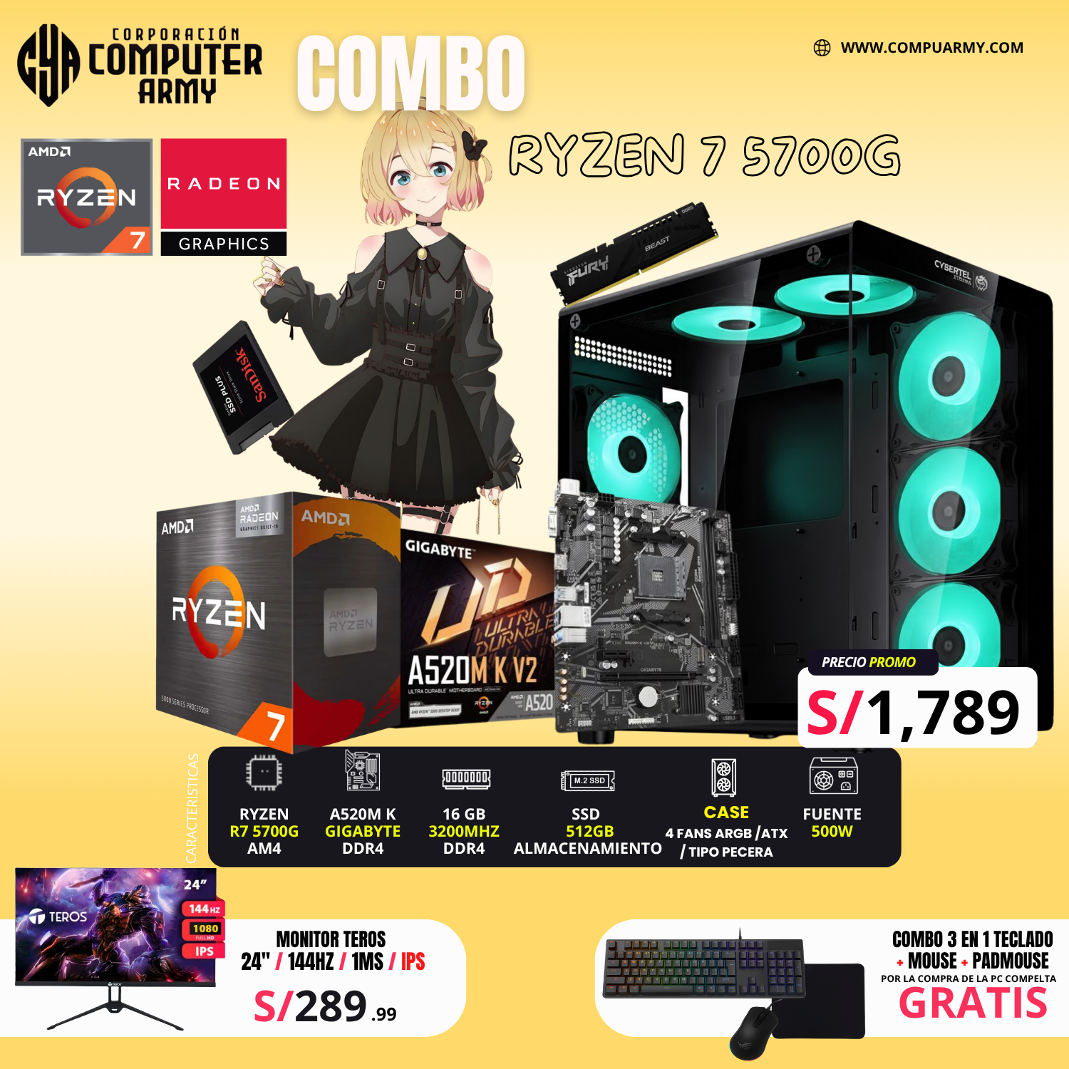 5 COMBO PC RYZEN 7 5700G - Imagen 1