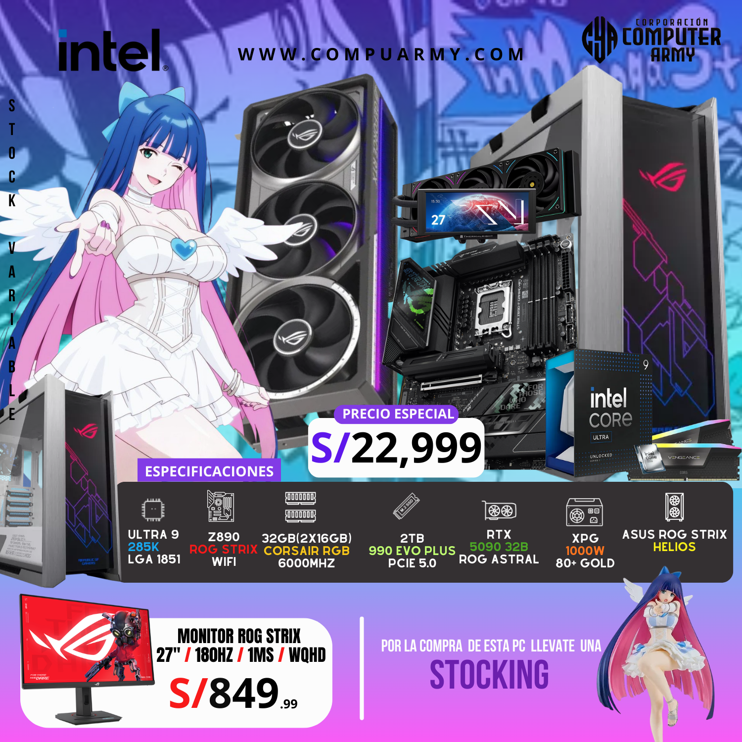 5090 (7) PC WAIFU STOCKING - ULTRA 9 285K + RTX 5090 ROG ASTRAL 32GB - Imagen 1
