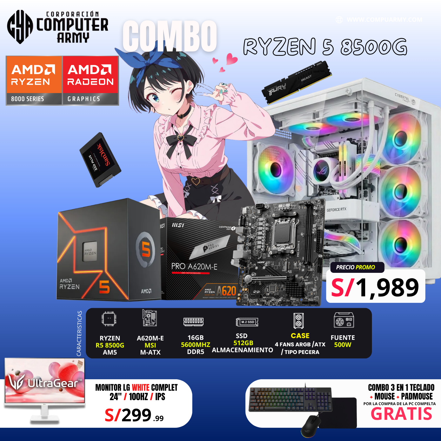 6 COMBO PC RYZEN 5 8500G - Imagen 1
