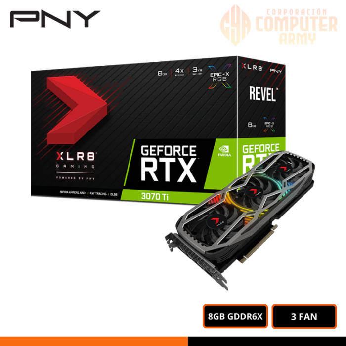 TARJETA DE VIDEO PNY XLR8 GAMING REVEL EPIC-X RGB RTX 3070TI 8GB 256BIT GDDR6X