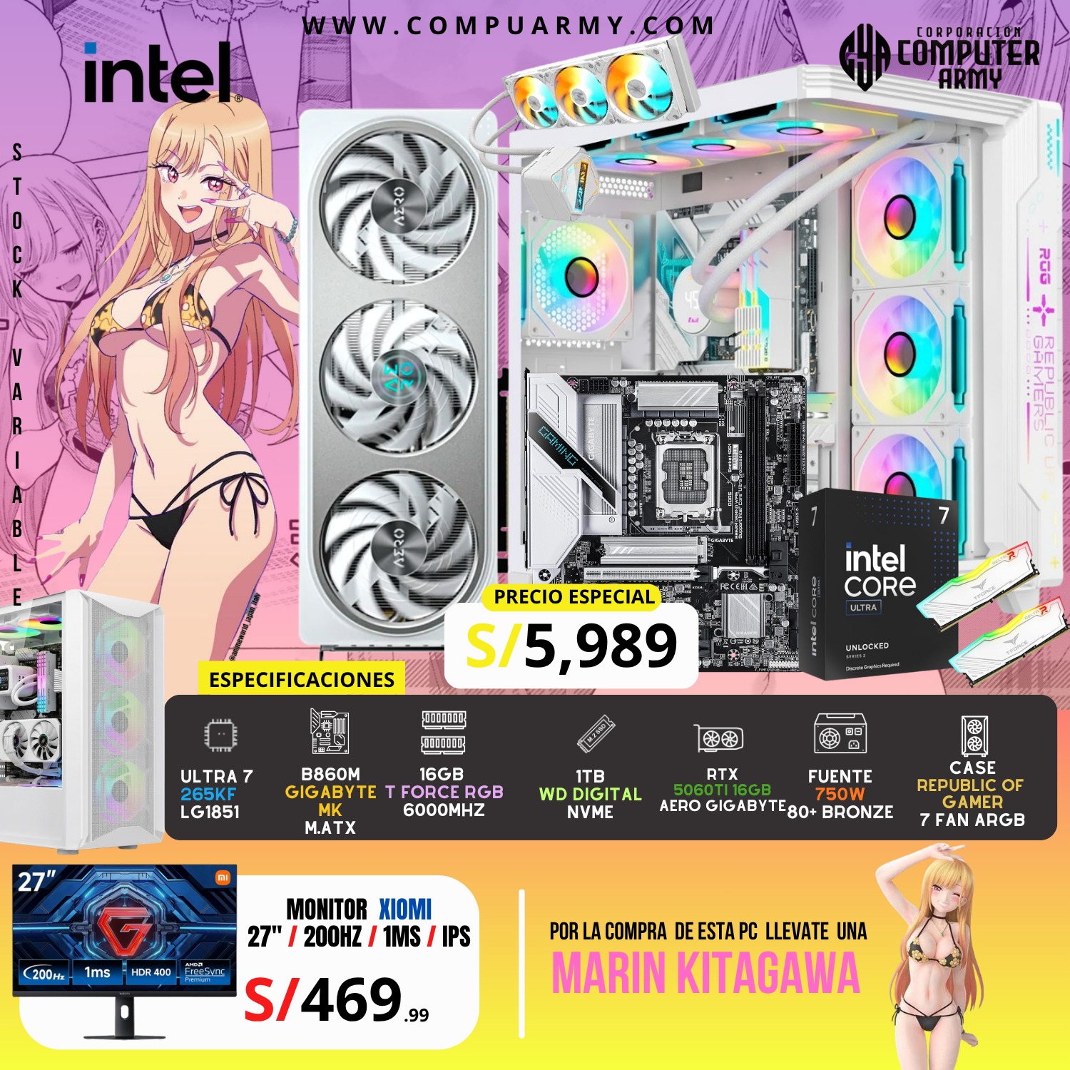 PC WAIFU MARIN - ULTRA 7 265K + RTX 5060TI 16GB - Imagen 1