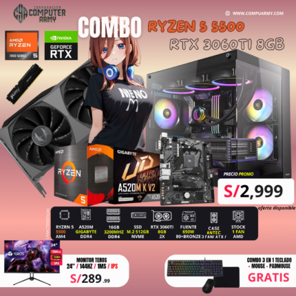 COMBO PC RYZEN RYZEN 5 5500 + RTX 3060TI 8GB
