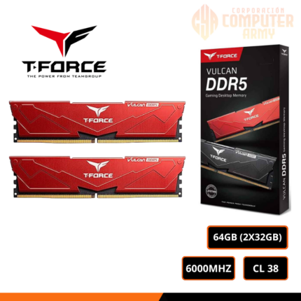 MEM RAM T-FORCE VULCAN Z 64GB (2X32GB) 6000MHZ CL 38 RED DDR5