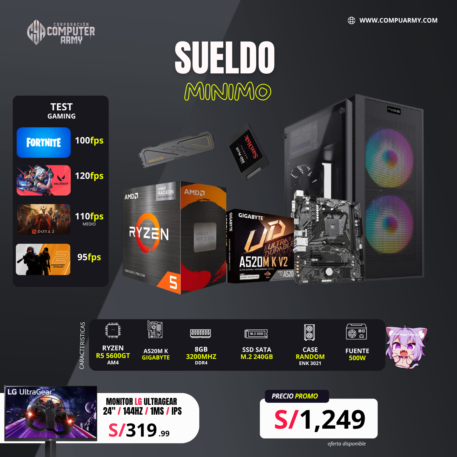 COMBO PC GAMER SUELDO MINIMO RYZEN 5 5600GT - Imagen 1
