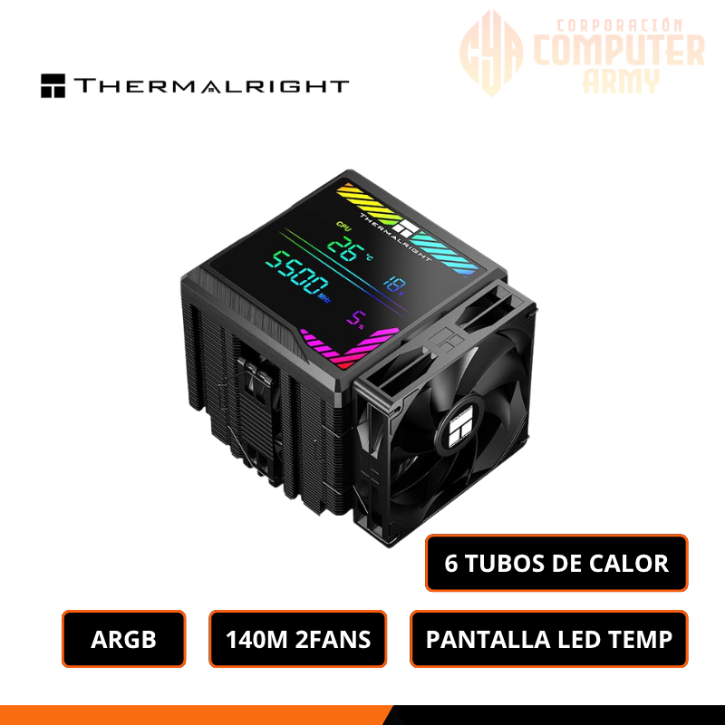 FUENTE (2) THERMALRIGHT PEERLESS ASSASSIN140 DIGITAL BLACK COOLER CPU REFRIGERACION AIRE COMPATIBLE AMD/INTEL - Imagen 1