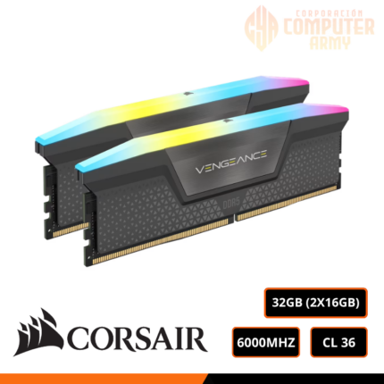 MEMORIA RAM VENGEANCE RGB 32GB (2x16GB) DDR5 DRAM Up To 6000MT/s CL28 AMD EXPO & Intel XMP