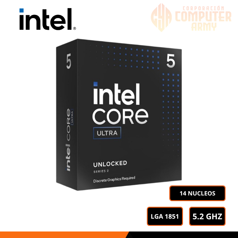 FUENTE PROCESADOR INTEL CORE ULTRA 5 245KF 4.20GHZ HASTA 5.20GHZ 24MB 14 CORE LGA1851 - Imagen 1