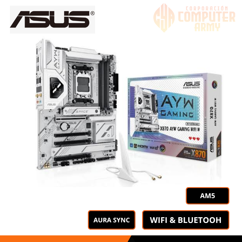 FUENTE (3) PLACA ASUS X870 AYW GAMING WIFI W AMD 870 AM5 DDR5 M.2 SATA BLUETOOTH ATX - Imagen 1