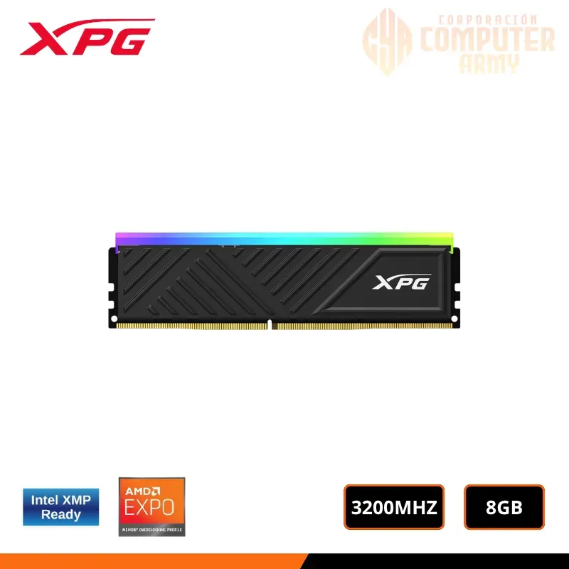 ERP-611 MEM.RAM DDR4 XPG D35G 8GB 3200MHZ RGB BLACK OEM - Imagen 1