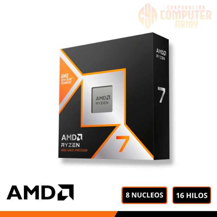 PROCESADOR AMD RYZEN 7 9800X3D, 4.7GHZ HASTA 5.2GHZ, CACHE 96 MB, AM5, SIN COOLER